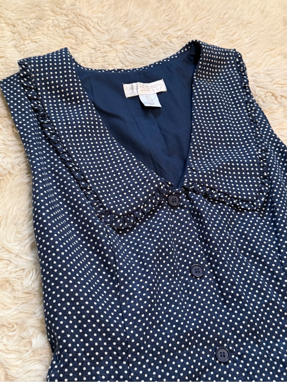 Caroline Constas Navy Blue & White Polka Dot Mini Dress - Size 8 - Picture 3 of 7